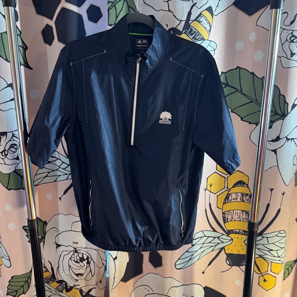 Adidas ClimaProof Bel Fair Black Patterned embroidered golf Windbreaker size S